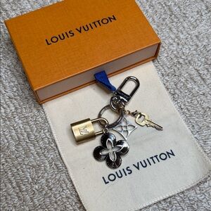 Louis Vuitton Gold and Silver Keychain Charm lock #316